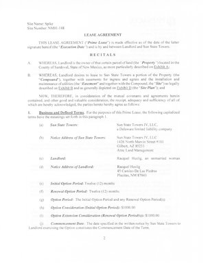 First page of the Lease Agreement